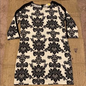 Black and off white embroidered dress